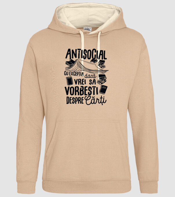 Antisocial, cu excepția dacă vrei să vorbești despre cărți-01 model nisipiu pe tricou