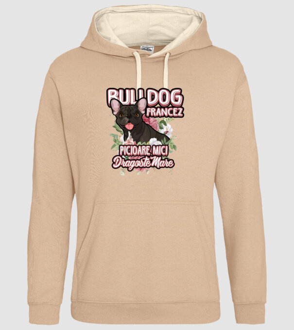 bulldog francez - picioare mici dragoste mare model nisipiu pe tricou