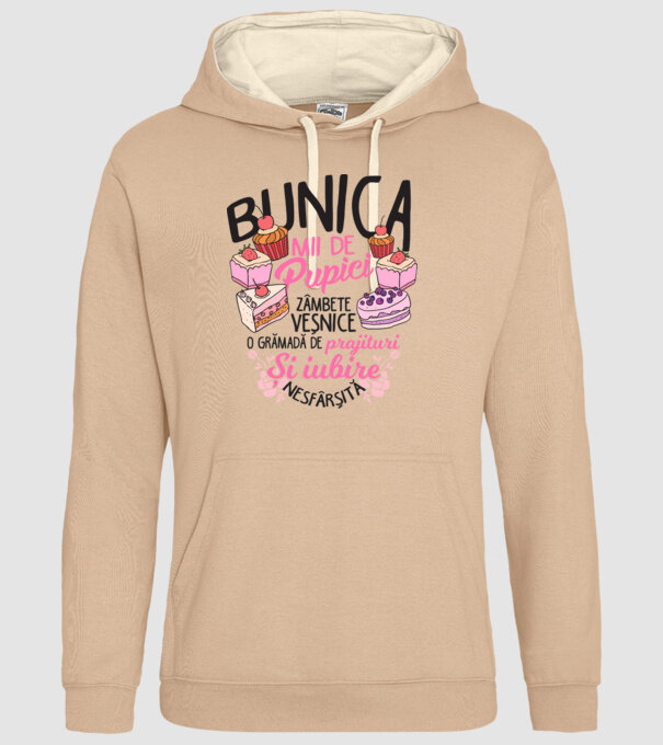bunica - mii de pupici, zâmbete veșnice, o grămadă de prăjituri și iubire nesfârșită model nisipiu pe tricou