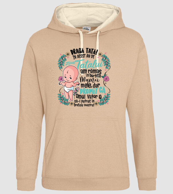 Dragă tată! În acest an de Ziua Tatălui am rămas în burtica mamei mele model nisipiu pe tricou