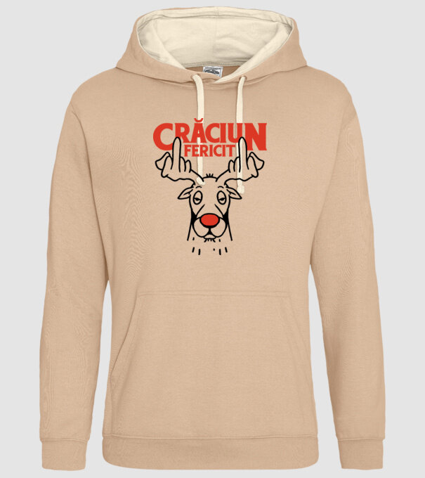 Căprioară de Crăciun antisocială model nisipiu pe tricou