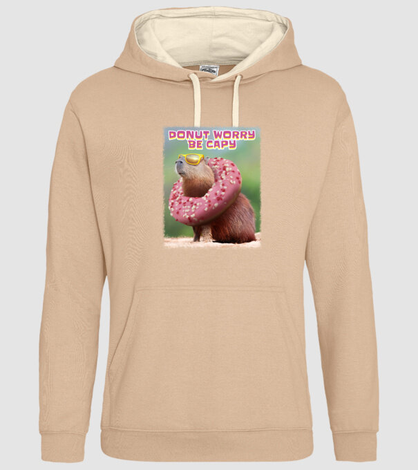Capybara Donut worry be capy model nisipiu pe tricou