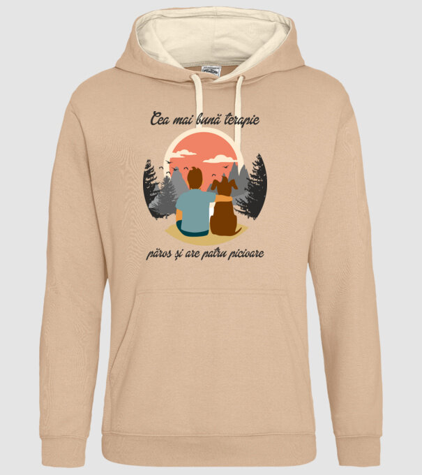 cea mai bună terapie - păros și are patru picioare model nisipiu pe tricou