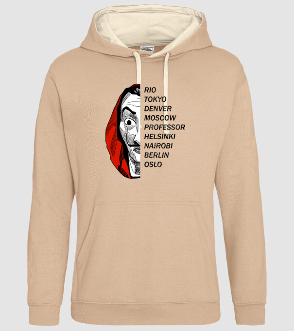 classic logo money heist white model nisipiu pe tricou