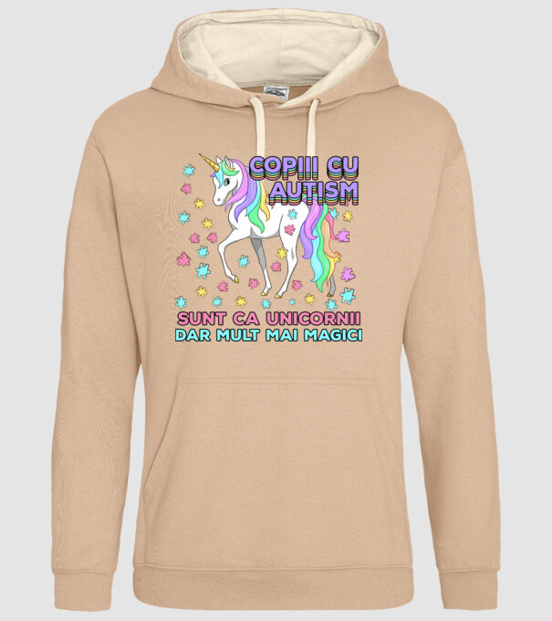 Copiii cu autism sunt ca unicornii, dar mult mai magici model nisipiu pe tricou