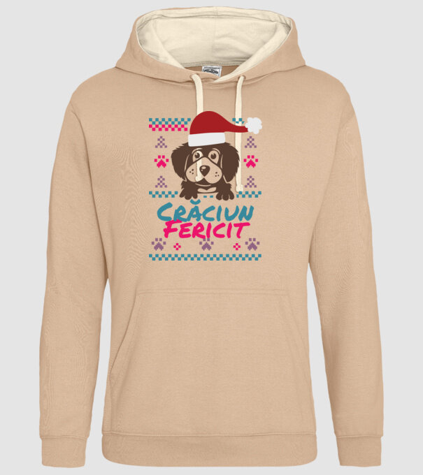 Crăciun Fericit câine model nisipiu pe tricou