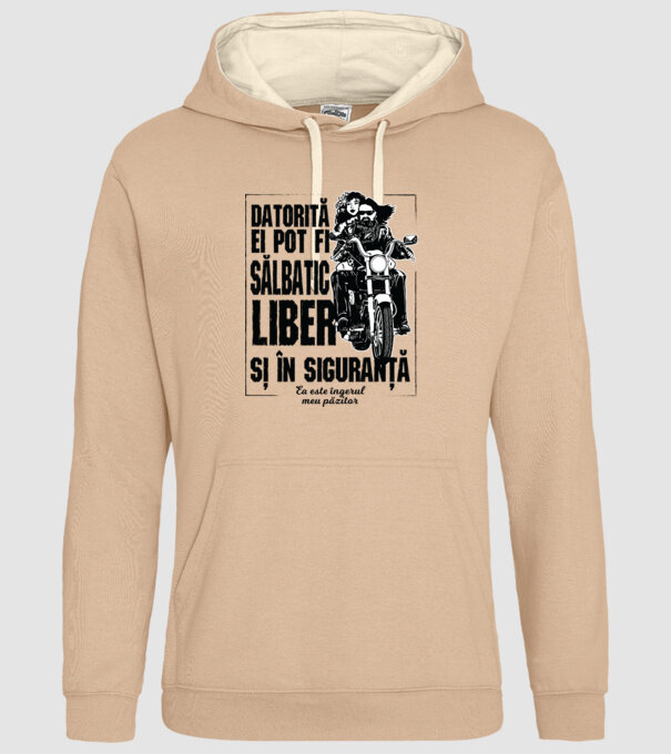 datorită lui pot fi sălbatică, liberă și în siguranță - el este îngerul meu păzitor model nisipiu pe tricou