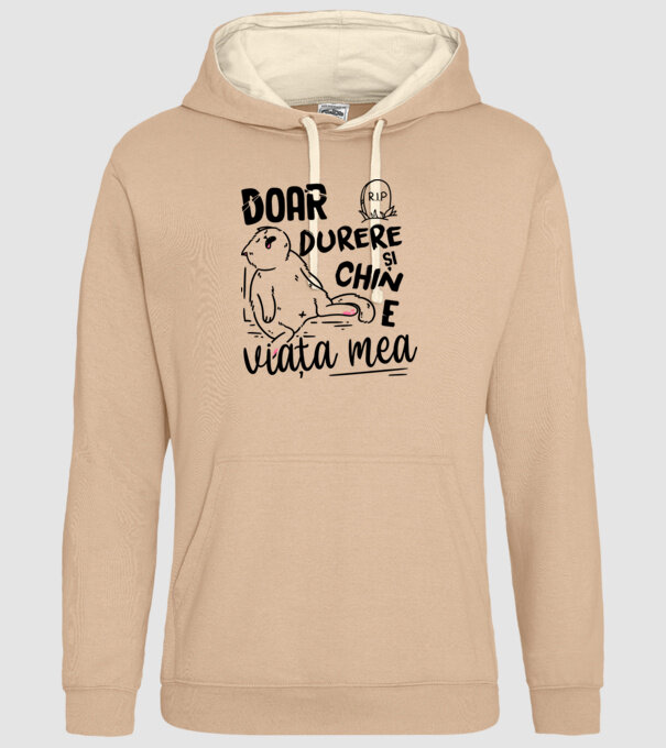Doar durere și chin e viața mea model nisipiu pe tricou