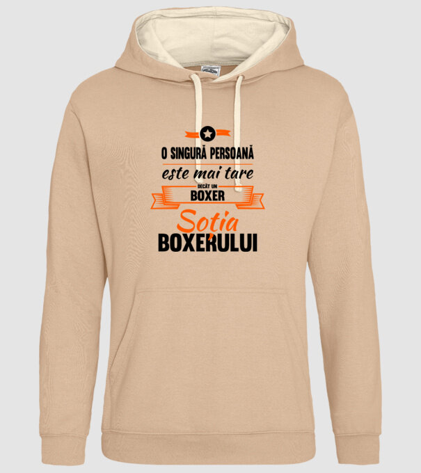 doar o persoană este mai tare decât un boxer, soția boxerului model nisipiu pe tricou
