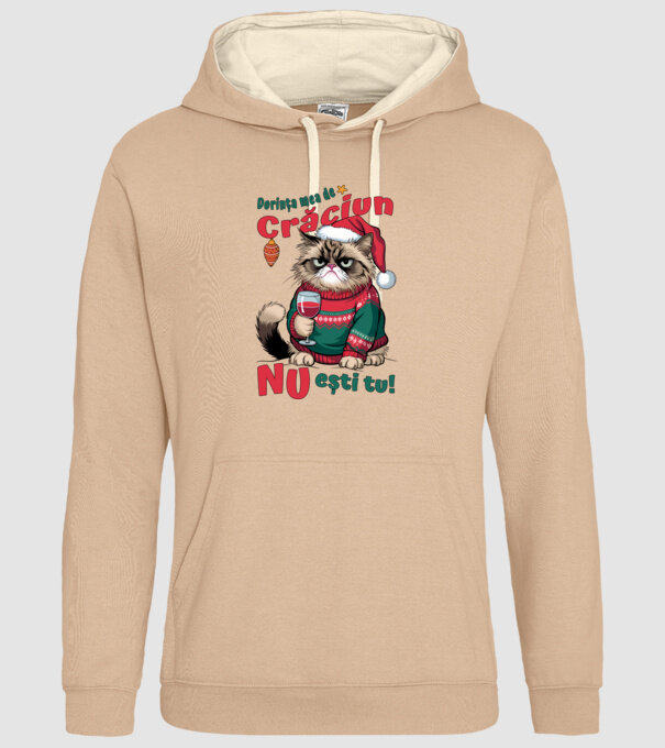 Dorința mea de Crăciun nu ești tu! pisică model nisipiu pe tricou