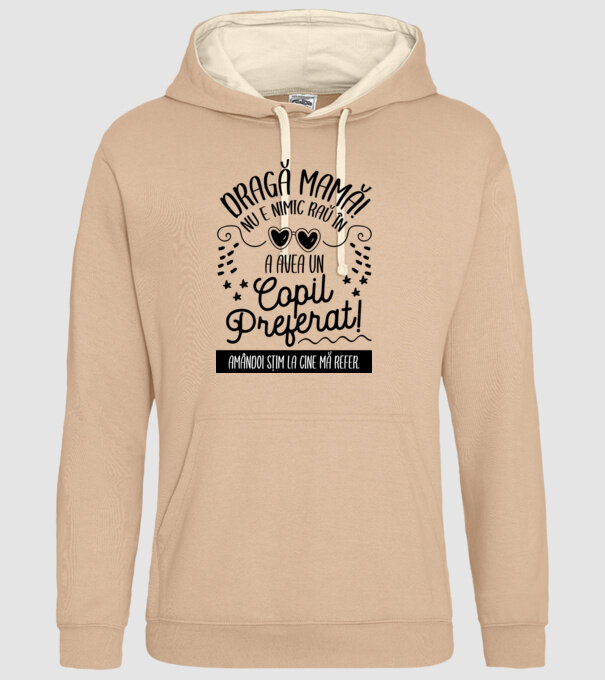 Dragă mamă! Nu e nimic rău în a avea un copil preferat! Amândoi știm la cine mă refer. model nisipiu pe tricou