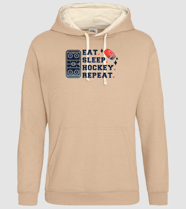 Eat Sleep Hockey Repeat model nisipiu pe tricou