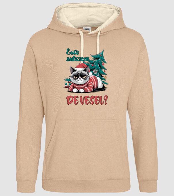 Este suficient de vesel? pisică Crăciun model nisipiu pe tricou