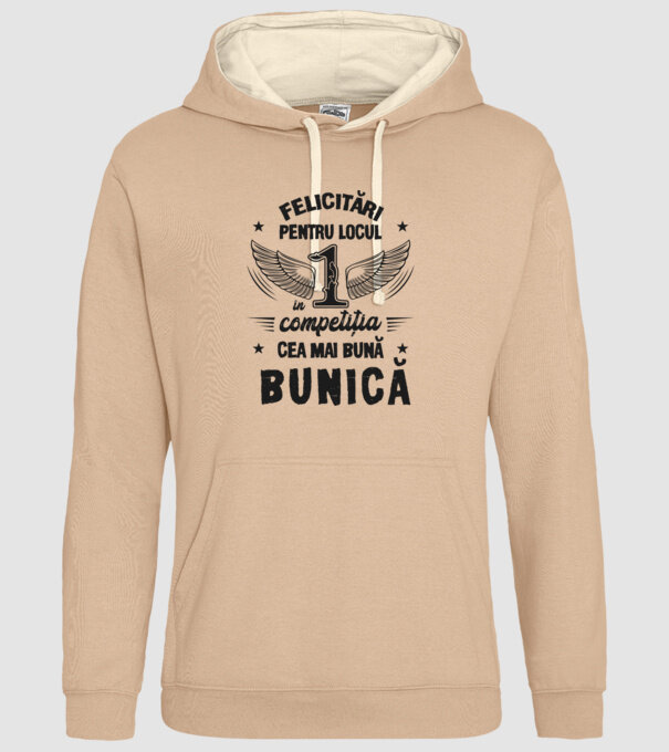Felicitări pentru locul 1 în competiția Cea mai bună bunică! model nisipiu pe tricou