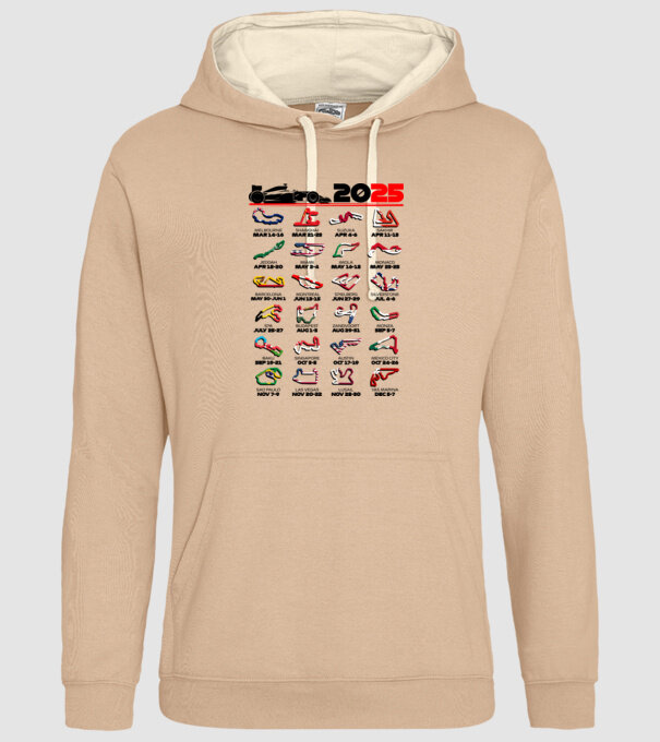 F1 calendar 2025 Alb model nisipiu pe tricou