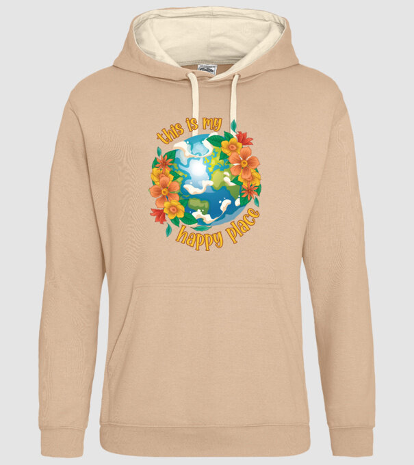 Happy Place model nisipiu pe tricou
