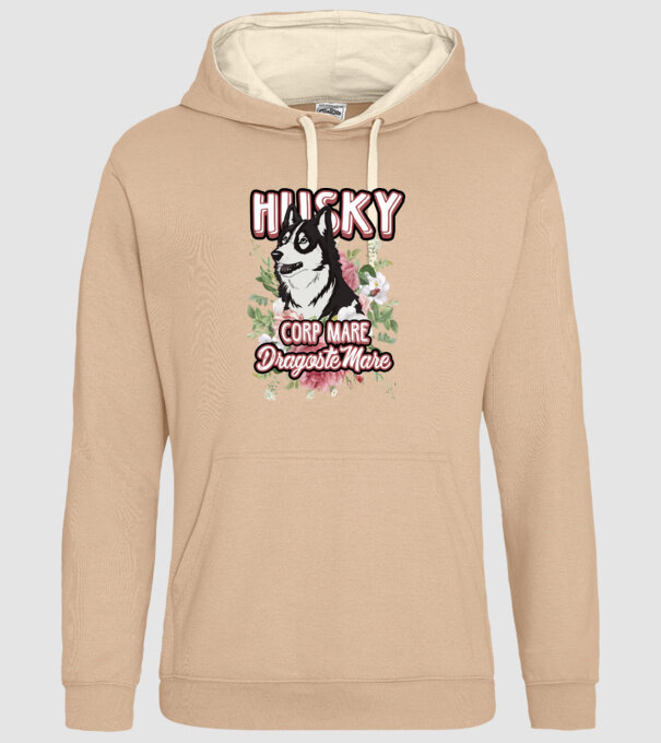 husky - corp mare, dragoste mare model nisipiu pe tricou