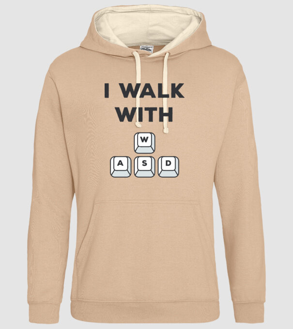 I Walk with WASD model nisipiu pe tricou