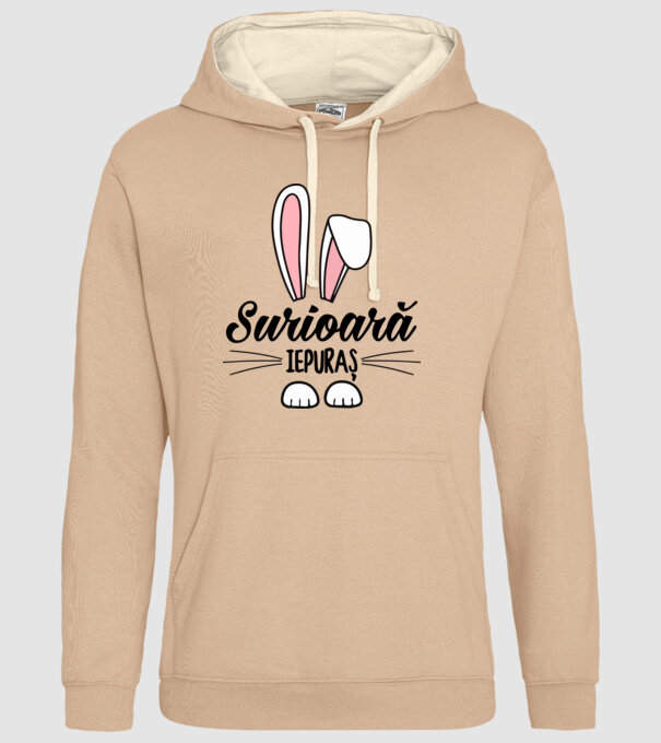 Iepuraș surioară model nisipiu pe tricou