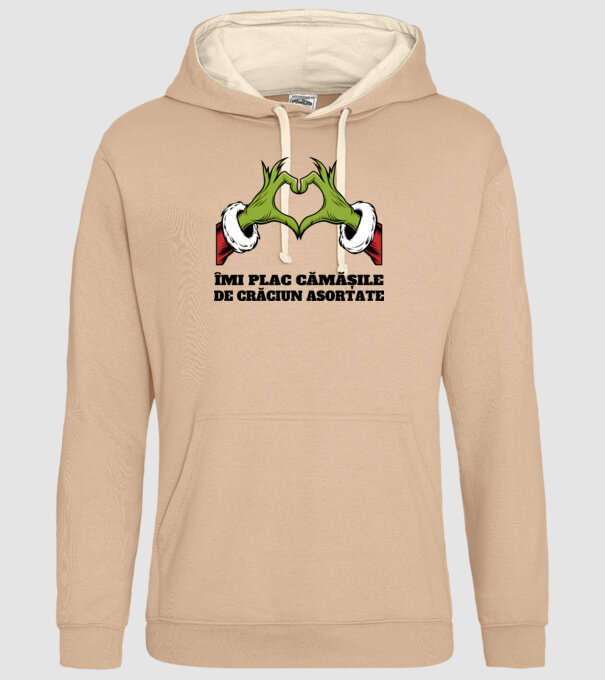 Îmi plac cămășile de crăciun asortate alb model nisipiu pe tricou