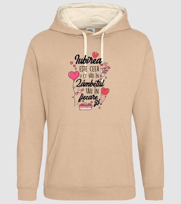 Iubirea-este-ceea -e văd în-zâmbetul-tău în fiecare zi model nisipiu pe tricou