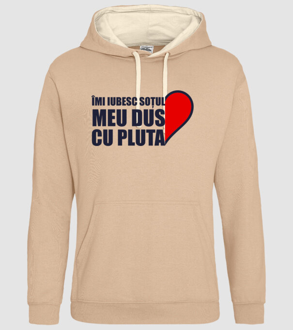 Îmi iubesc soțul meu dus cu pluta model nisipiu pe tricou