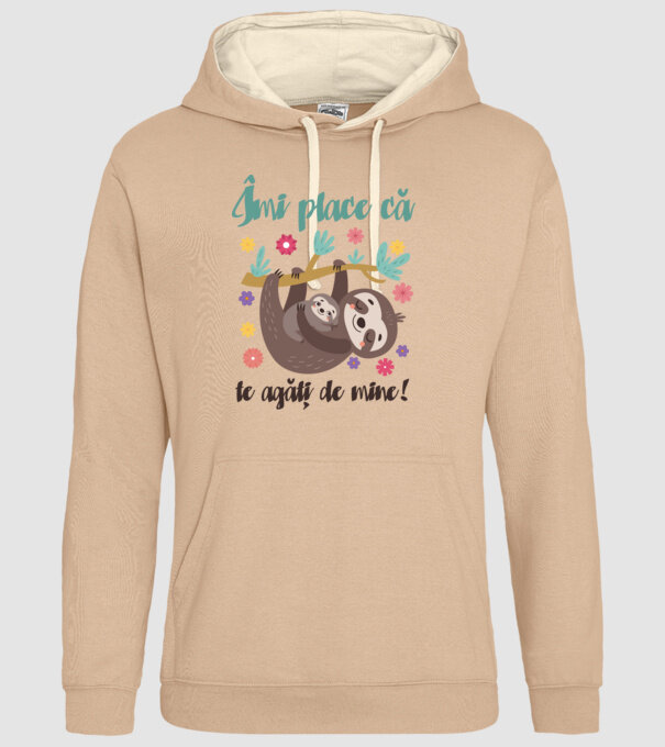 Îmi place să mă agăț de tine! Te iubesc mamă! model nisipiu pe tricou
