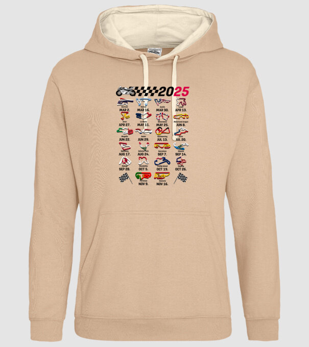 MOTOGP 25 CALENDAR alb model nisipiu pe tricou