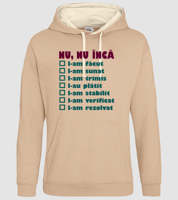 nu, nu încă : l-am făcut - l-am sunat- l-am trimis - l-au plătit - l-am stabilit - l-am verificat - l-am rezolvat model nisipiu pe tricou