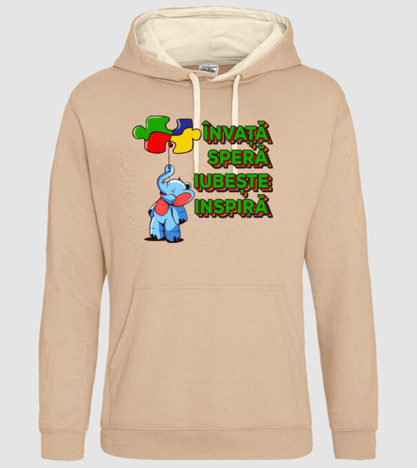 Învață, speră, iubește, inspiră model nisipiu pe tricou