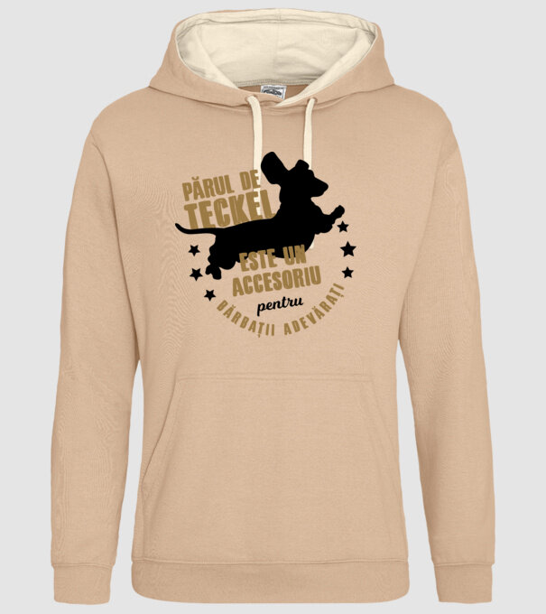 părul de teckel este un accesoriu pentru bărbații adevărați model nisipiu pe tricou