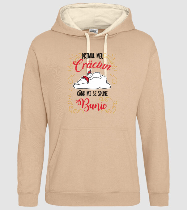Primul meu Crăciun când mi se spune bunic! model nisipiu pe tricou