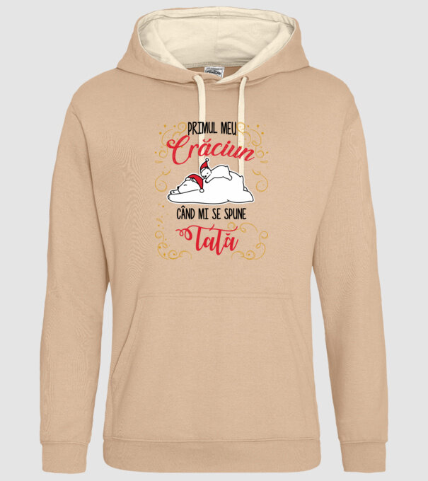 Primul meu Crăciun când mi se spune tată! model nisipiu pe tricou