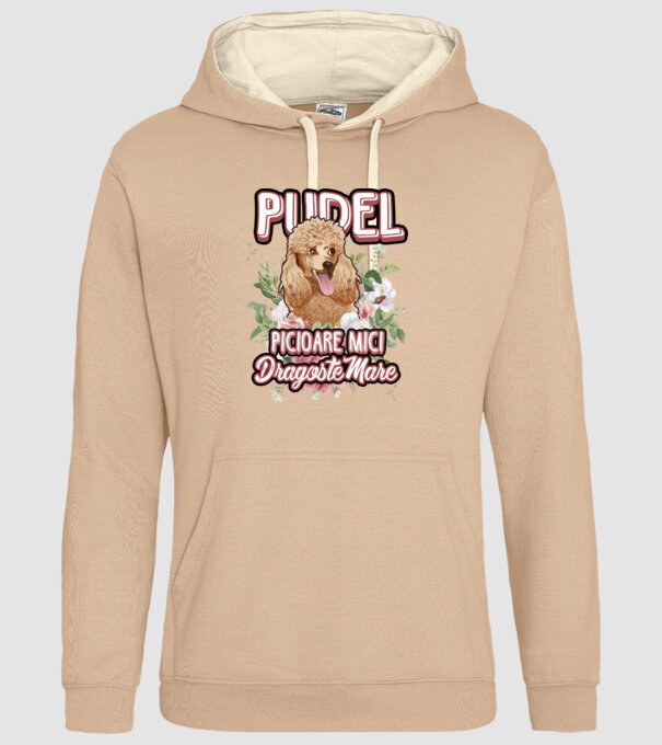 Pudel picioare mici dragoste mare model nisipiu pe tricou