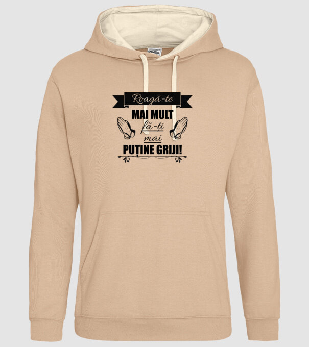 Roagă-te mai mult, fă-ți mai puține griji! model nisipiu pe tricou