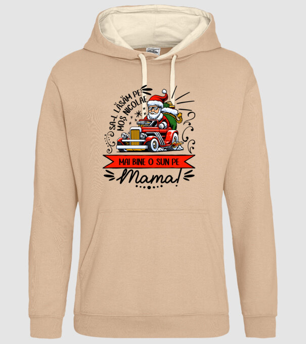 Să-l lăsăm pe Moș Nicolae, mai bine o sun pe mama! model nisipiu pe tricou