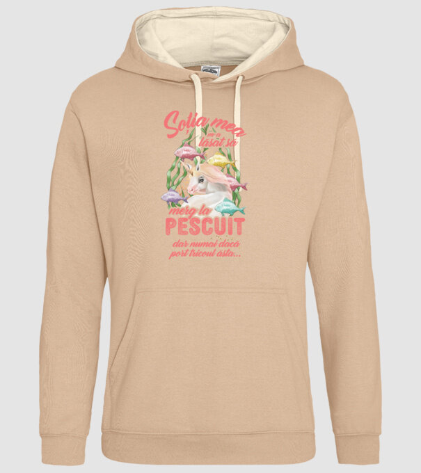soția mea m-a lăsat să merg la pescuit, dar numai dacă port tricoul ăsta... model nisipiu pe tricou