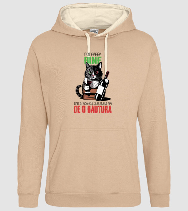 sunt bun pentru o băutură Alb model nisipiu pe tricou