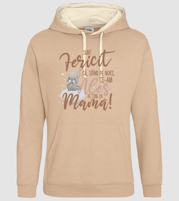 Sunt fericit că, stând pe nori, te-am ales pe tine ca mamă! model nisipiu pe tricou