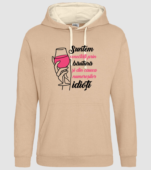 suntem conectați prin băutură și din cauza numeroșilor idioți model nisipiu pe tricou