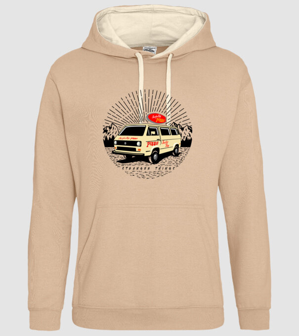 surfer boy pizza bus stranger things model nisipiu pe tricou