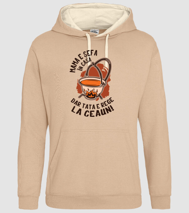 Mama e șefa în casă, dar tata e rege la ceaun! model nisipiu pe tricou