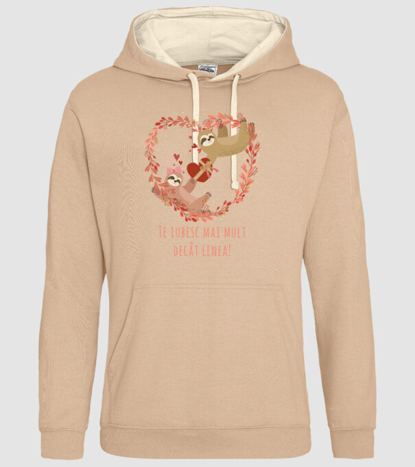 Te iubesc mai mult decât lenea model nisipiu pe tricou