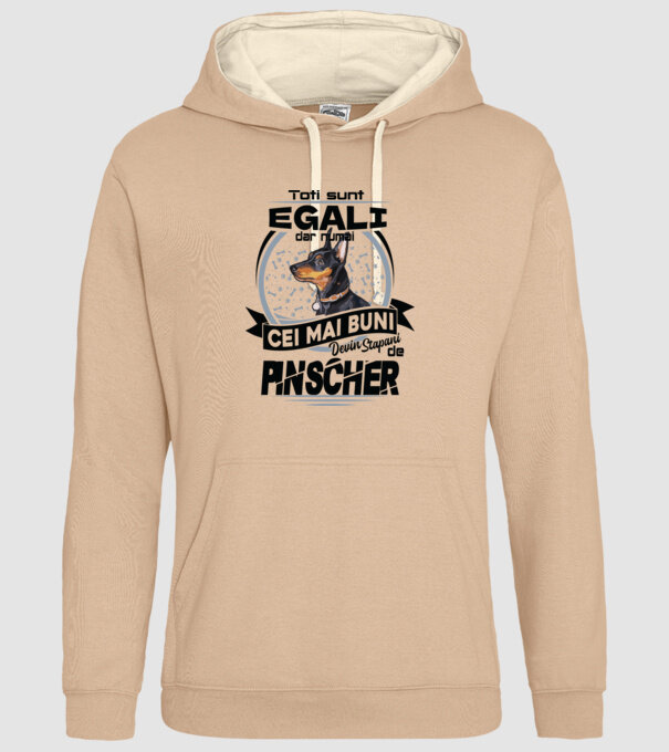 Toți sunt egali, dar numai cei mai buni devin stăpâni de pinscher model nisipiu pe tricou