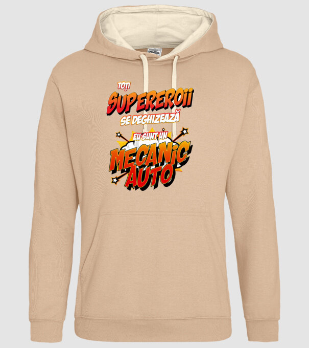 Toți supereroii se deghizează, eu sunt un mecanic auto model nisipiu pe tricou
