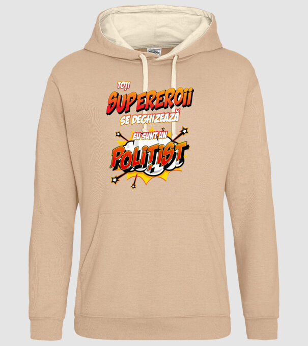 Toți supereroii se deghizează, eu sunt un polițist model nisipiu pe tricou