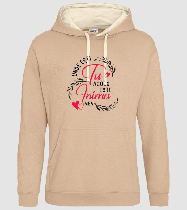 Unde ești tu, acolo este inima mea model nisipiu pe tricou