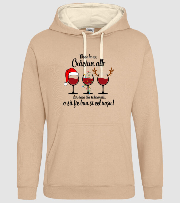 Visez la un Crăciun alb, dar dacă ăla se termină, o să fie bun si cel roșu - alb model nisipiu pe tricou
