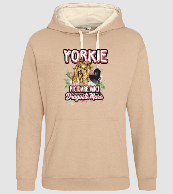 Yorkie - picioare mici dragoste mare model nisipiu pe tricou