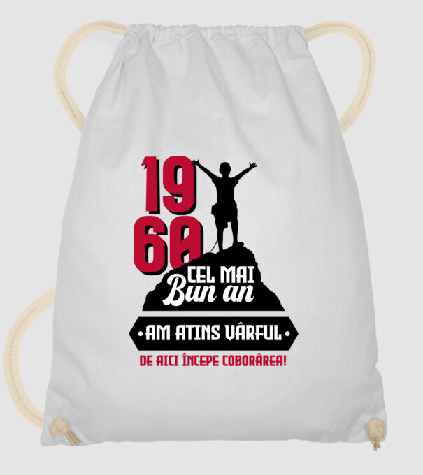 1960 cel mai bun an. Am atins vârful, de aici începe coborârea. model alb pe tricou